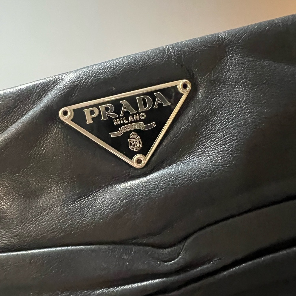 AUTHENTIC Mini Prada Italian Black Leather Handbag.